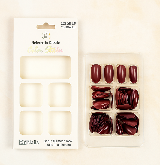 Color Stain Nail Kit β 96-Piece Elegant Burgundy Collection for Instant Glam β€οΈFree shipping π