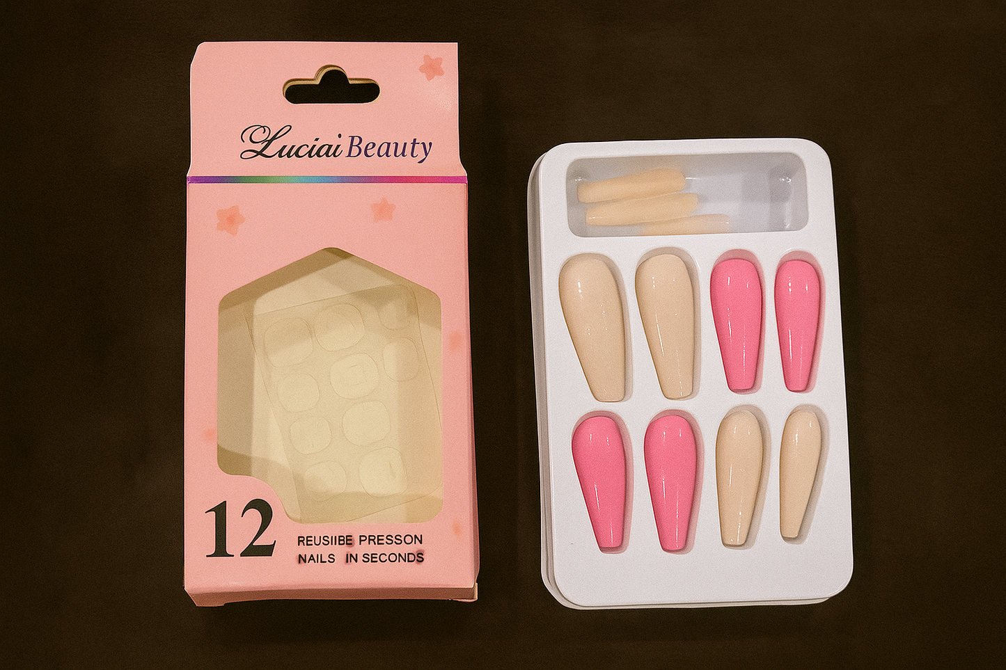 💅 12PCS Pink & Nude Press-On Nails – Reusable & Stylish 💖 | Free Shipping 🚚