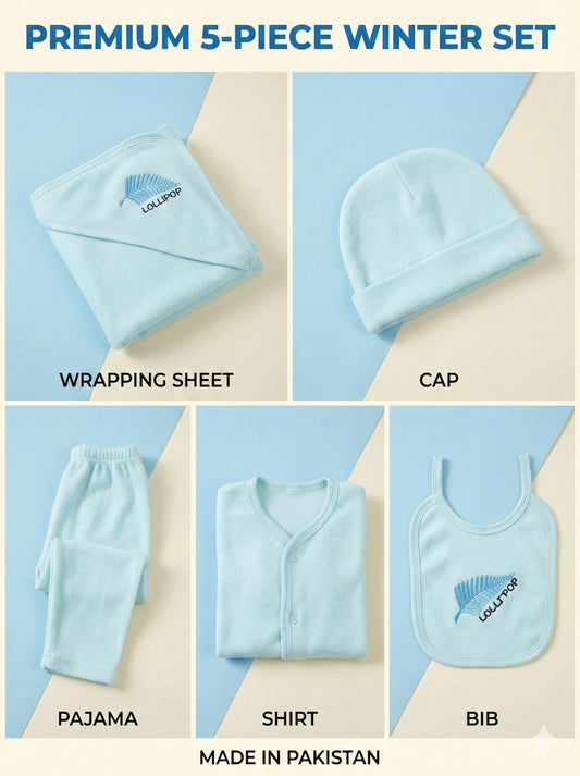 New born baby winter dress 5 pcs in 1 pack