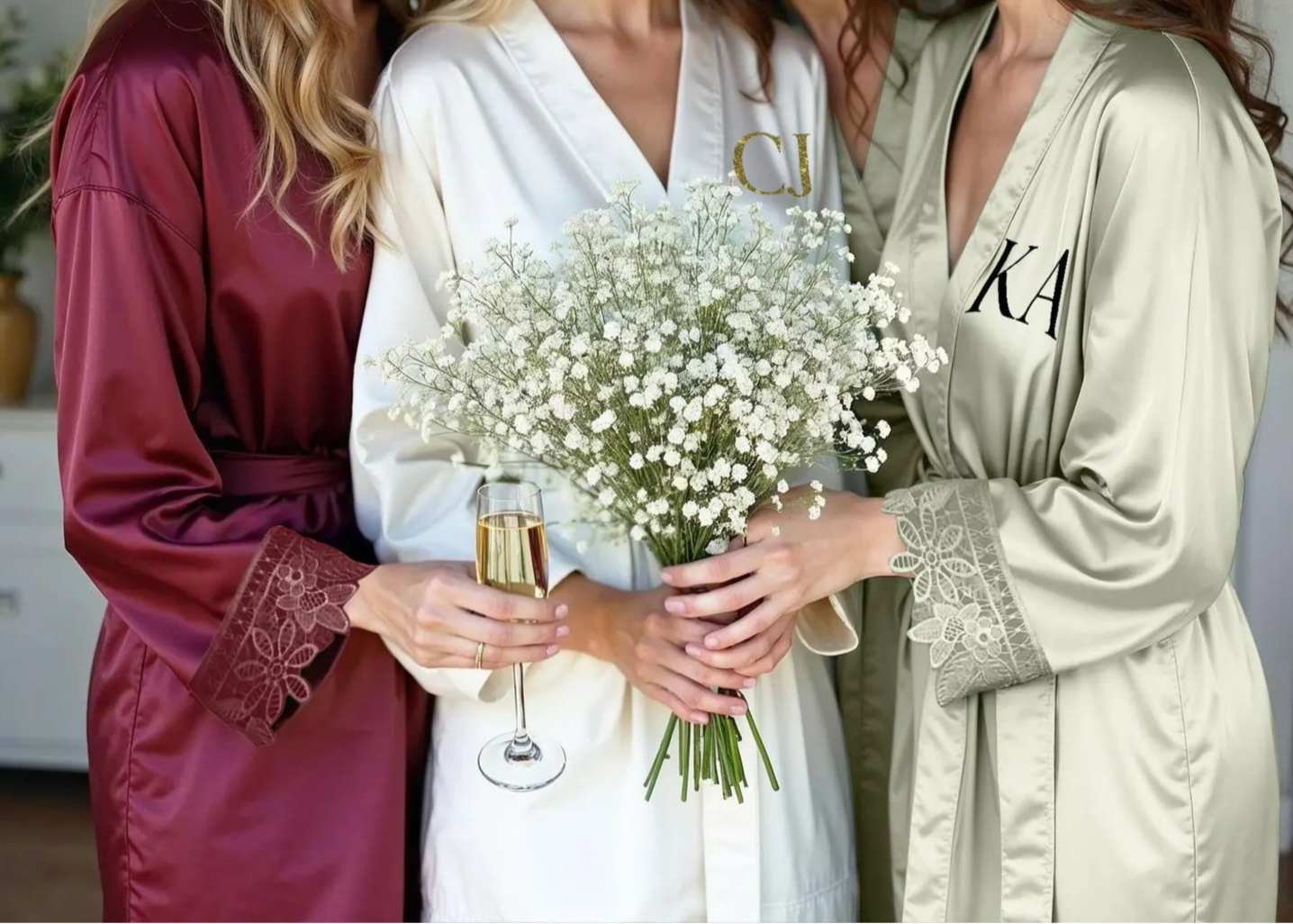Bridal & Bridesmaids Customized Robes ๐ | Elegant Wedding Morning Outfit Set ๐ฐโโ๏ธ