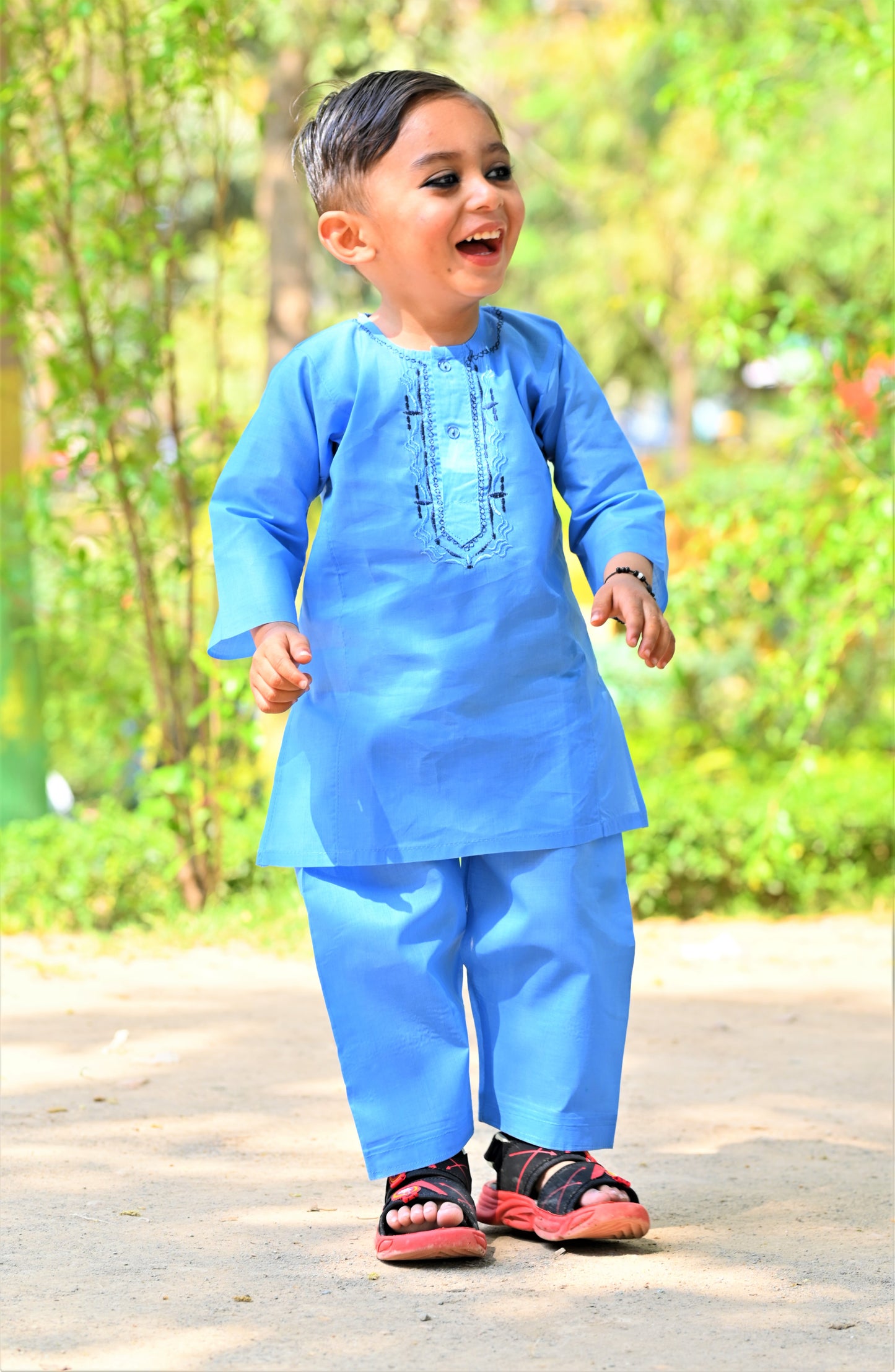Ocean Sky Baby Boy Shalwar Kameez β β¨ Embroidered Traditional Eid Wear (6Mβ2Y)