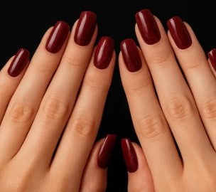 Color Stain Nail Kit – 96-Piece Elegant Burgundy Collection for Instant Glam