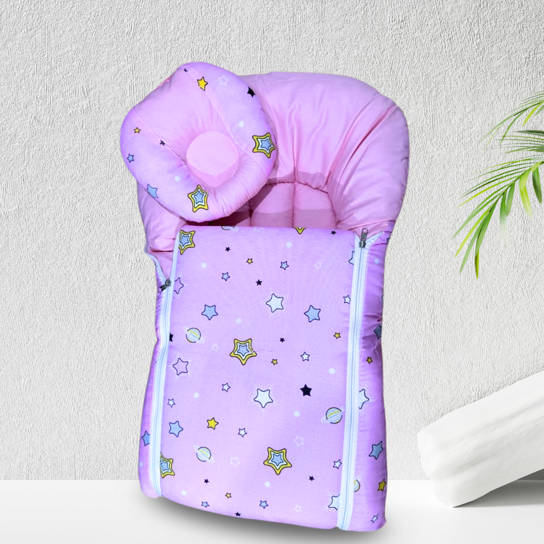 02 piece Infant Baby Sleeping Bag - baby bistar - baby bed- Soft foam- assesorries for baby - newborn Fancy Cary Nest, baby bistar, infant bag, newborn bag, dipper bag, Baby Lounger Bed, Portable Newborn Lounger Portable Soft Breathable - multicolour