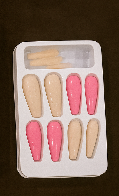💅 12PCS Pink & Nude Press-On Nails – Reusable & Stylish 💖 | Free Shipping 🚚