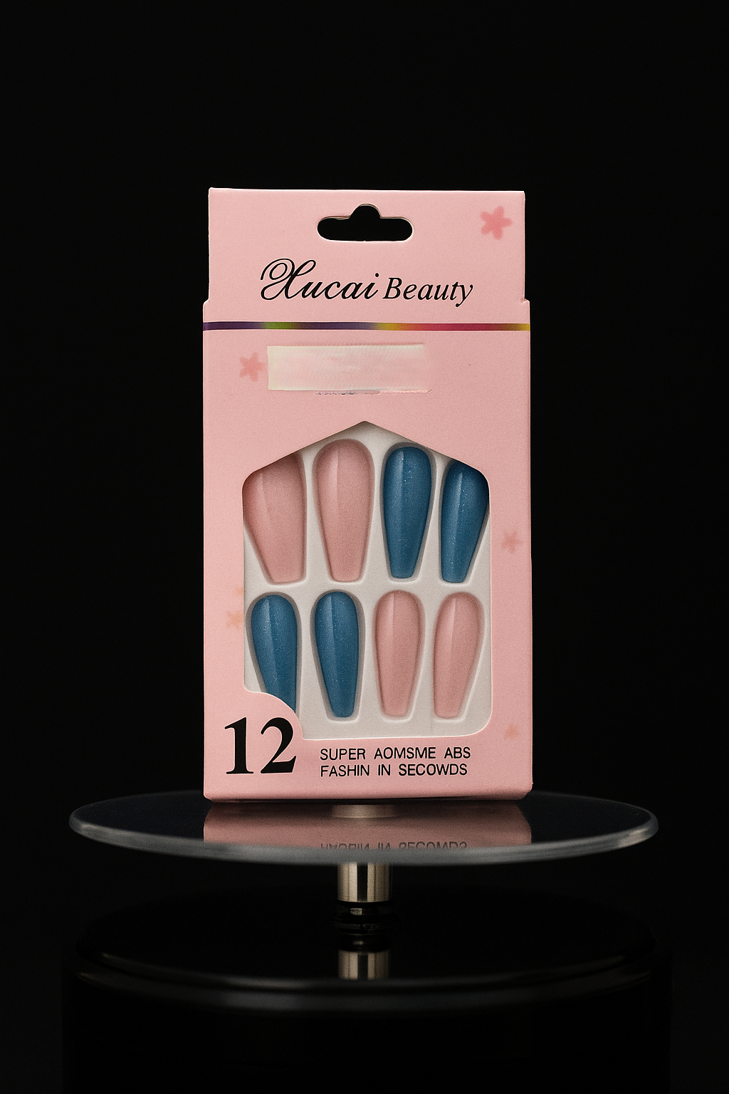 💅 12PCS Pink & Blue Glitter Press-On Nails – Cute & Reusable 💖 | Free Shipping 🚚