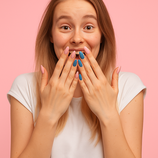 💅 12PCS Pink & Blue Glitter Press-On Nails – Cute & Reusable 💖 | Free Shipping 🚚