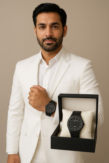 Black Arabic Aura Watch For Men Stylish Aura Watch 100% Original Watch