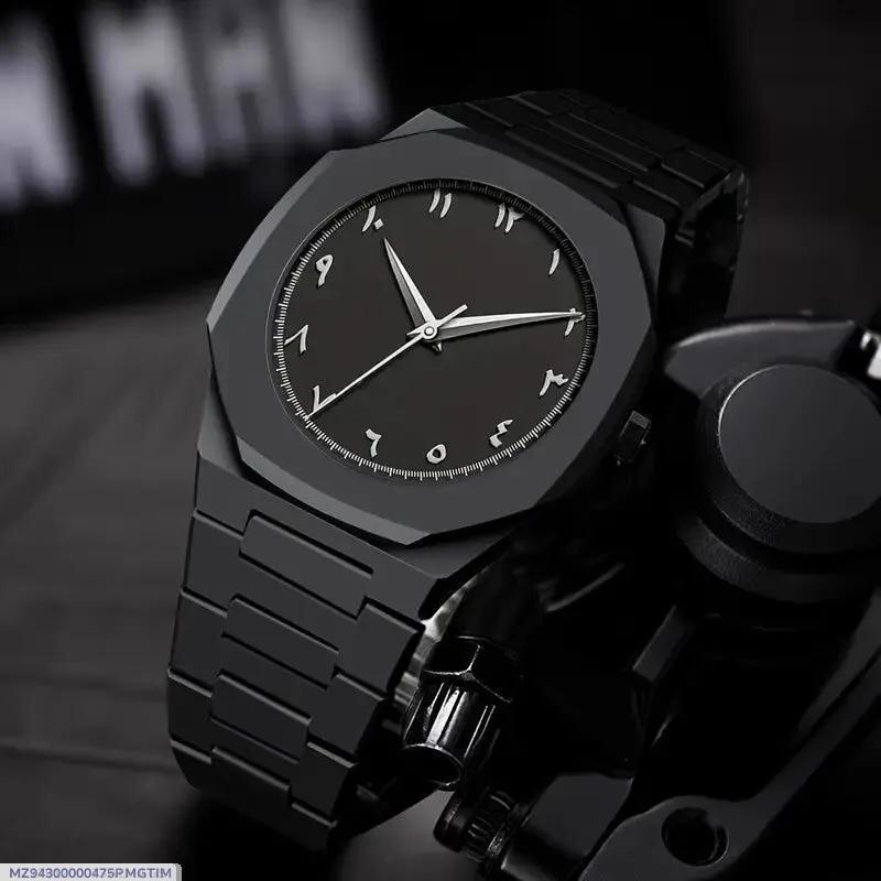 Men's Black Stainless Steel Chain Watch