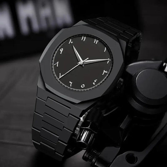 Men's Black Stainless Steel Chain Watch