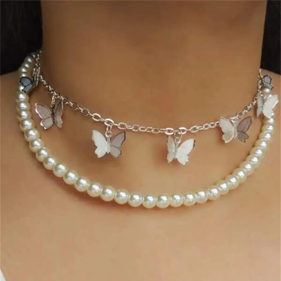 Butterfly Design Double Layer  Choker