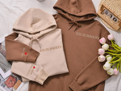 👫 Personalized Couple Hoodies – Custom Embroidered Line Art 🧵❤️