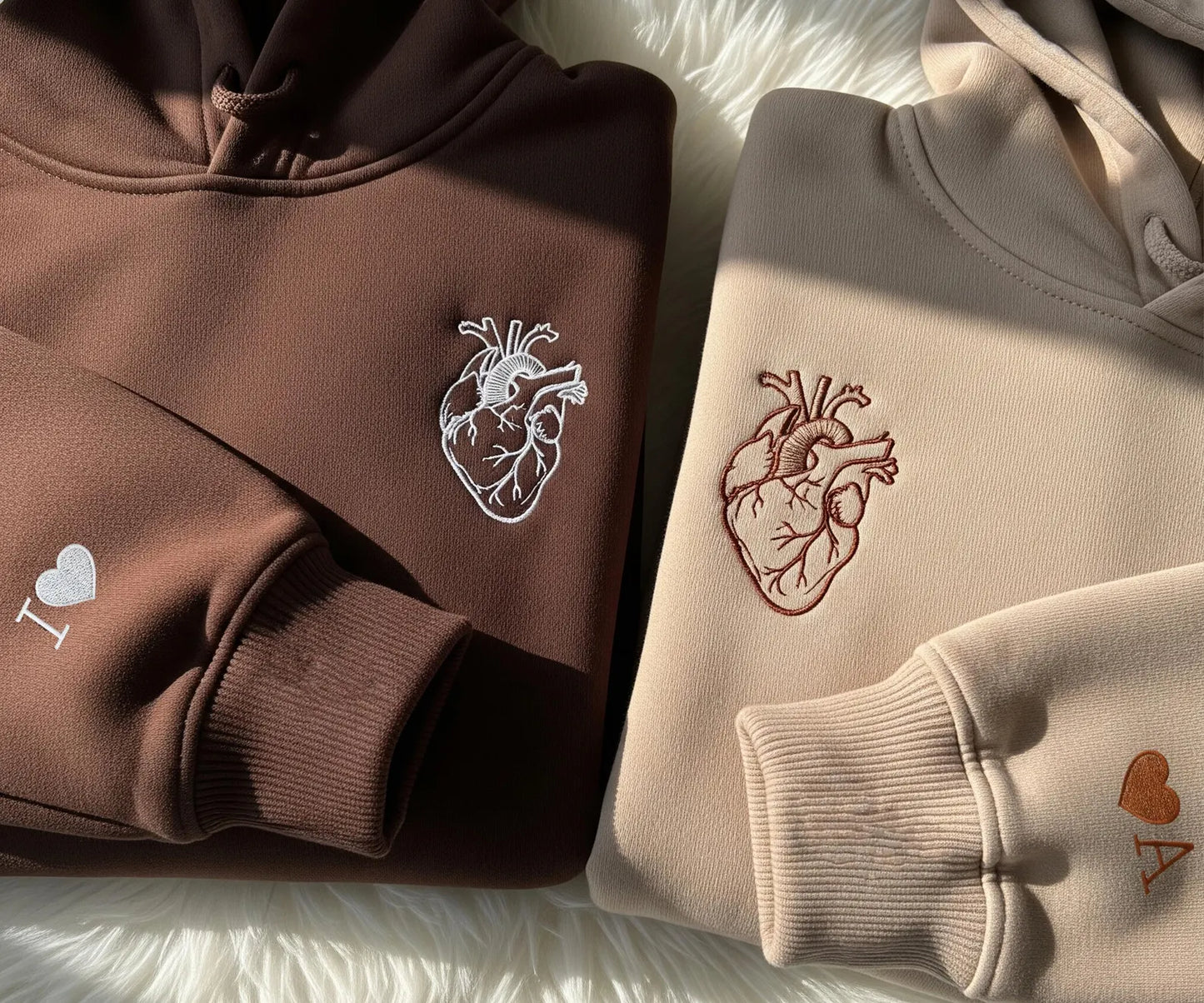 👫 Personalized Couple Hoodies – Custom Embroidered Line Art 🧵❤️