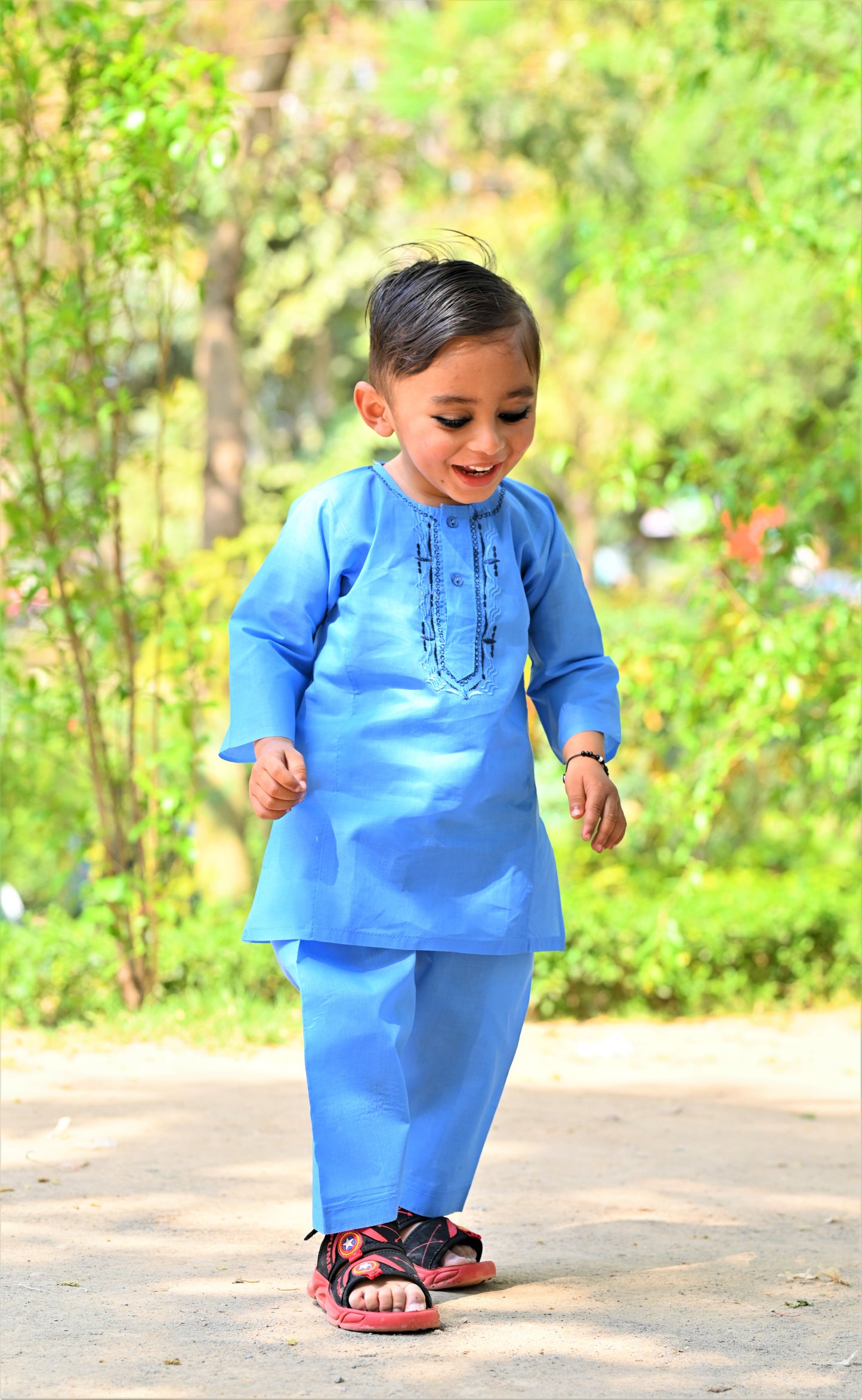 Ocean Sky Baby Boy Shalwar Kameez – ✨ Embroidered Traditional Eid Wear (6M–2Y)