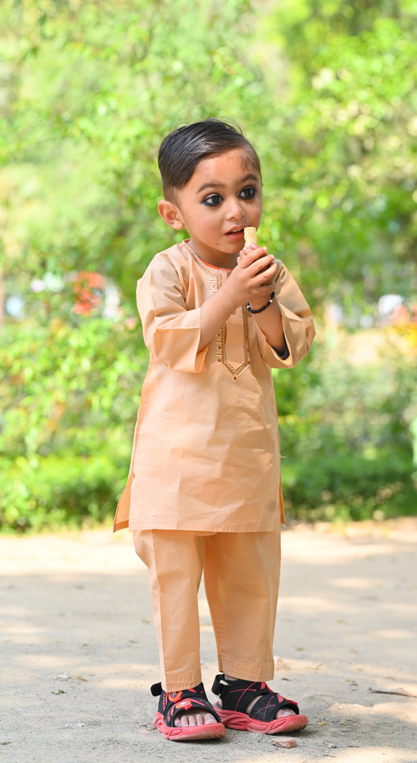 Peach Baby Boy Shalwar Kameez – Embroidered Traditional Wear (6M–5Y) 🍑