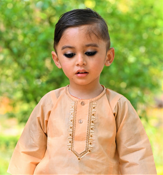 Peach Baby Boy Shalwar Kameez – Embroidered Traditional Wear (6M–5Y) 🍑