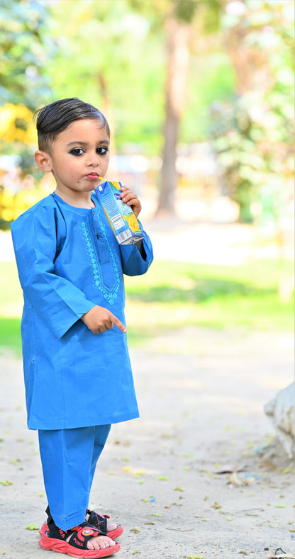 Royal Blue Baby Boy Shalwar Kameez – Embroidered Traditional Wear (6M–5Y) 💙✨