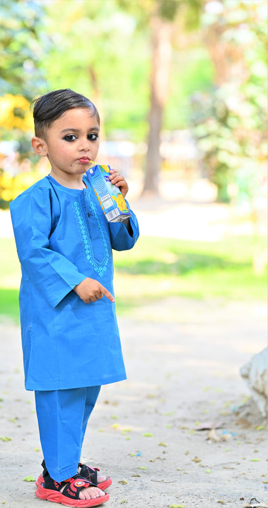 Royal Blue Baby Boy Shalwar Kameez – Embroidered Traditional Wear (6M–5Y) 💙✨