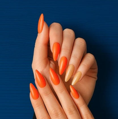 Luoaì Beauty Press-On Nails – 12 PCS Set | Stylish Orange & Nude Combo